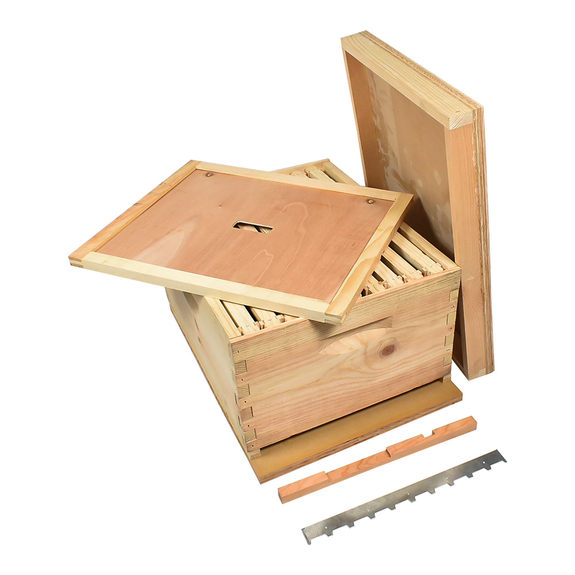 GoodLand Bee Supply GL-1BK Beekeeping Single Deep Beehive Kit includes Frames, Foundations, Brood Box,  Spacer, Entrance Reducer, Inner Cover, Top and Bottom